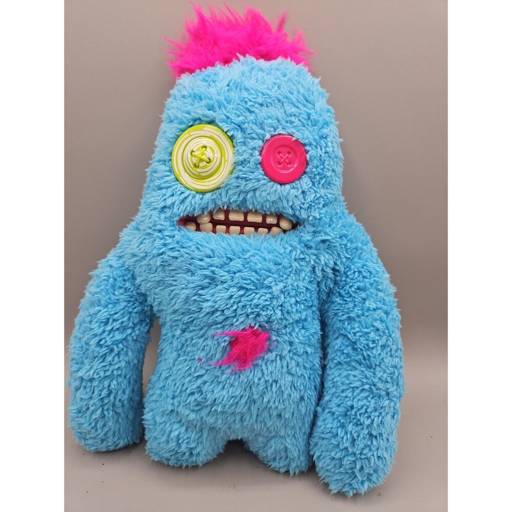 Fuggler Blue Hairy Fuggs Sasquoosh 9 Inch Plush Ugly Toy with Teeth Button Eyes